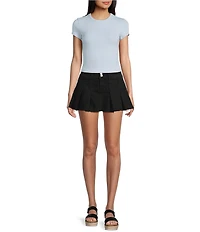 GB Pleated Denim Mini Micro Skort