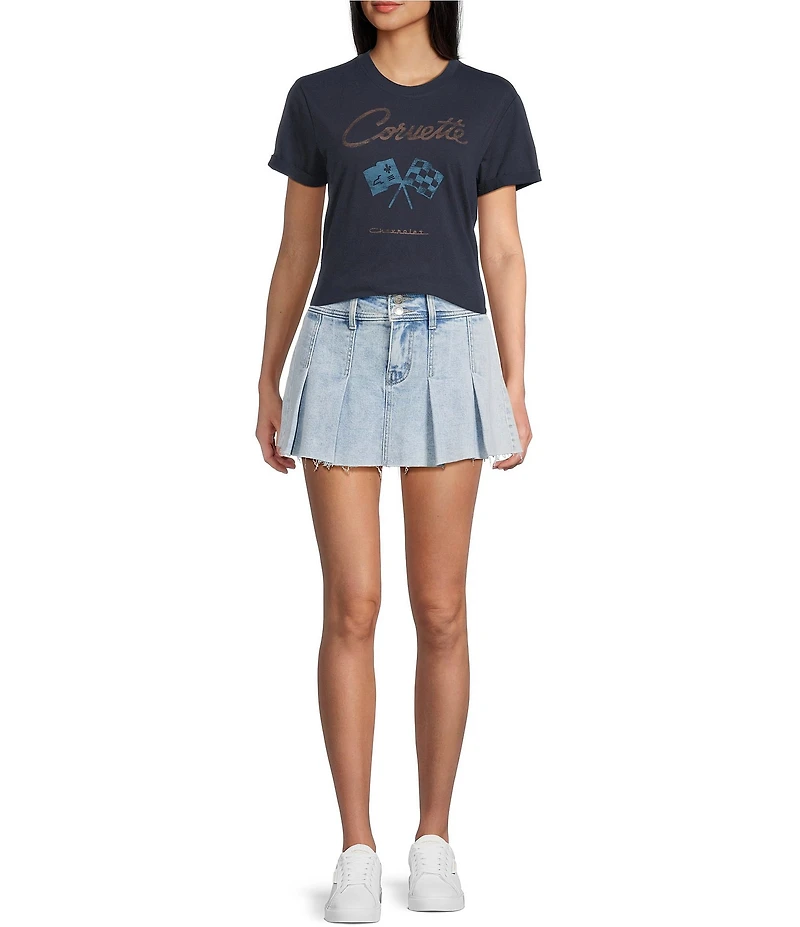 GB Pleated Denim Micro Mini Skort