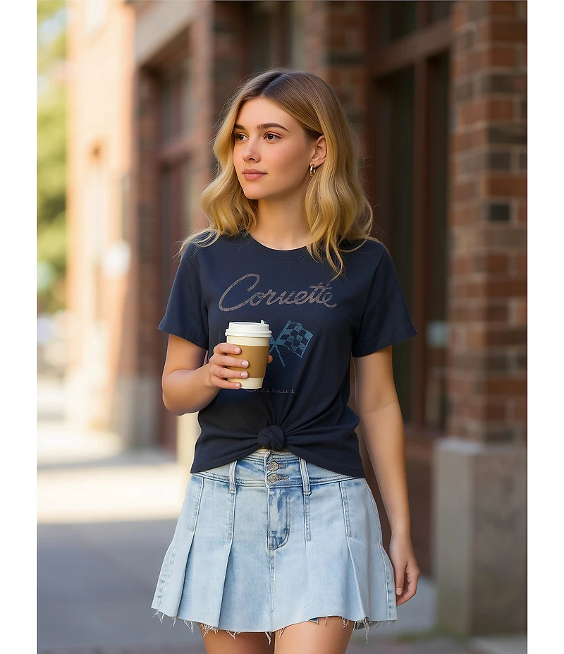 GB Pleated Denim Micro Mini Skort