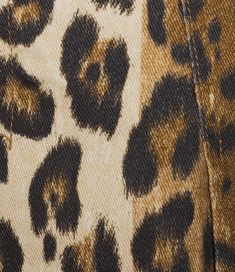 GB Pleated Leopard Denim Mini Micro Skort