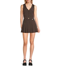 GB Pleated Pinstripe Mini Skirt