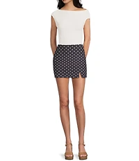 GB Polka Dot Printed Knit Mini Skirt