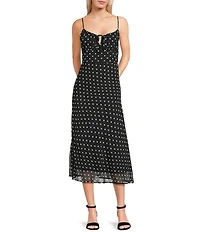 GB Polka Dot Tie Front Midi Dress