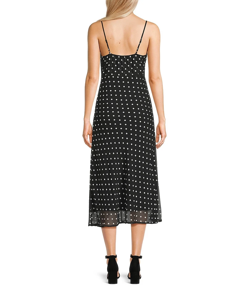 GB Polka Dot Tie Front Midi Dress