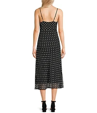 GB Polka Dot Tie Front Midi Dress