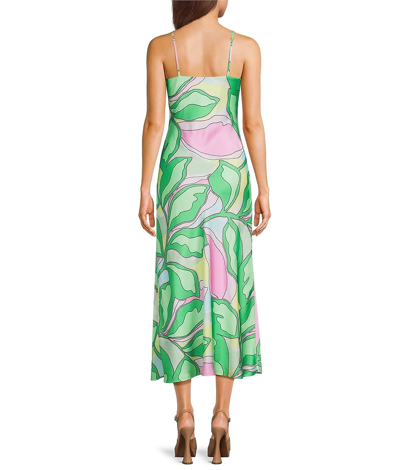 GB Printed Cowl Neck Long Maxi Slip Dress