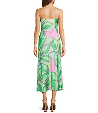 GB Printed Cowl Neck Long Maxi Slip Dress