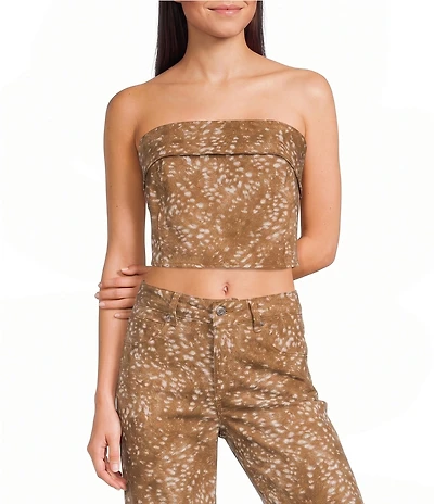 GB Printed Denim Corset Coordinating Tube Top