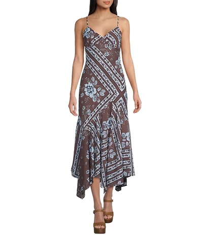 GB Printed Floral Handkerchief Hem Maxi Dress