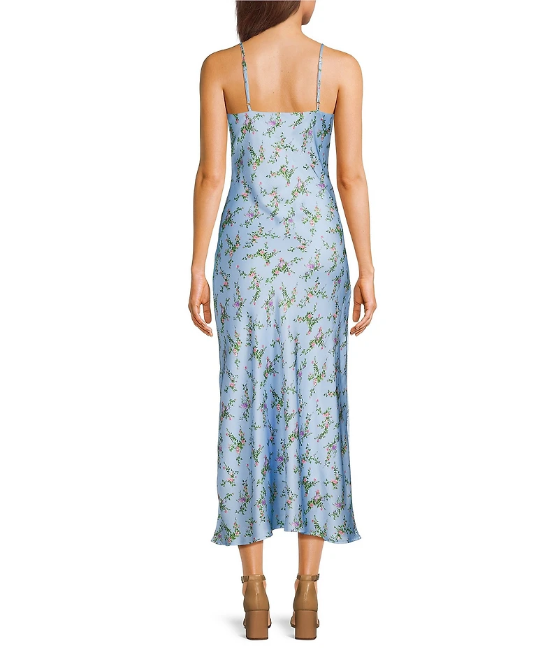 GB Floral Printed Cowl Neck Maxi Slip Dress