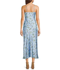 GB Floral Printed Cowl Neck Maxi Slip Dress
