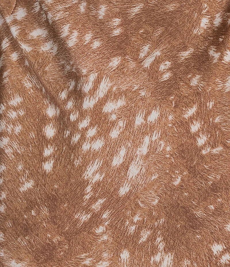 GB Printed Long Sleeve Deer Print Satin Mini Dress