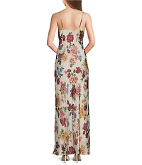 GB Printed Scarf Cowl Neck Maxi Dress