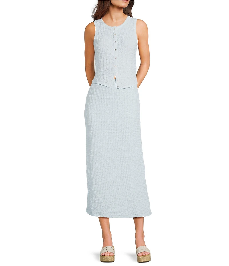 GB Pucker Coordinating Pull-On Straight Hem Maxi Skirt