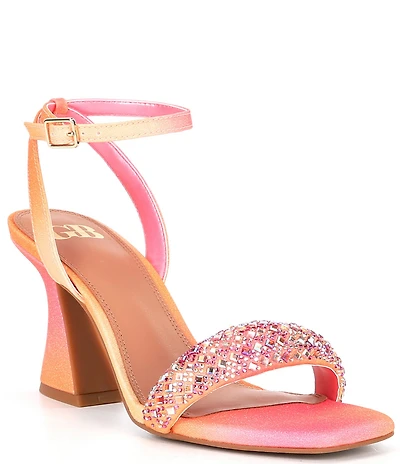 GB Razl-Dazl Ombre Rhinestone Sculptural Heel Dress Sandals