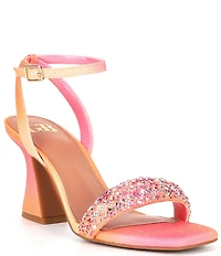GB Razl-Dazl Ombre Rhinestone Sculptural Heel Dress Sandals