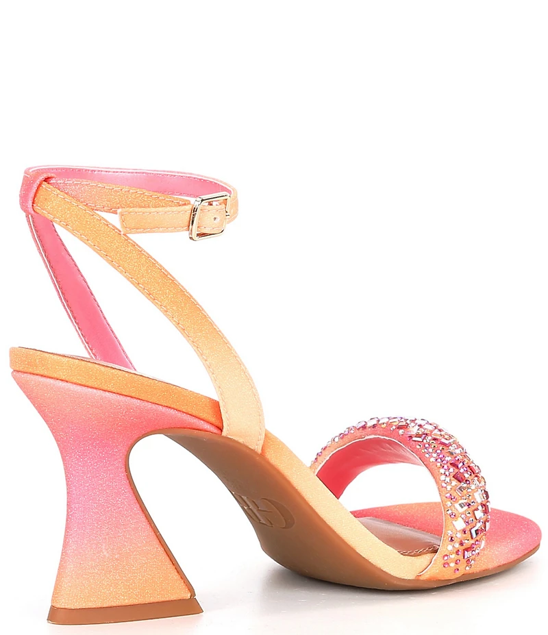 GB Razl-Dazl Ombre Rhinestone Sculptural Heel Dress Sandals