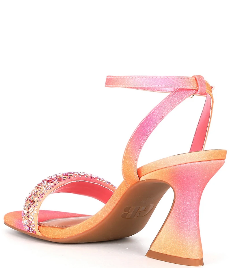 GB Razl-Dazl Ombre Rhinestone Sculptural Heel Dress Sandals