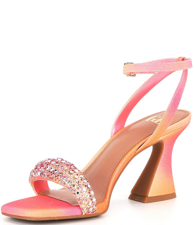 GB Razl-Dazl Ombre Rhinestone Sculptural Heel Dress Sandals