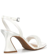 GB Razl-Dazl Satin Pearl Embellished Sculptural Heel Dress Sandals