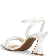 GB Razl-Dazl Satin Pearl Embellished Sculptural Heel Dress Sandals