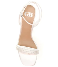 GB Razl-Dazl Satin Pearl Embellished Sculptural Heel Dress Sandals