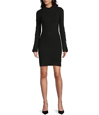 GB Rhinestone Bow Sleeve Sweater Dress