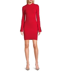 GB Rhinestone Bow Sleeve Sweater Dress