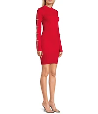 GB Rhinestone Bow Sleeve Sweater Dress