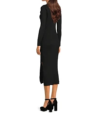 GB Rib Side Slit Midi Sweater Dress