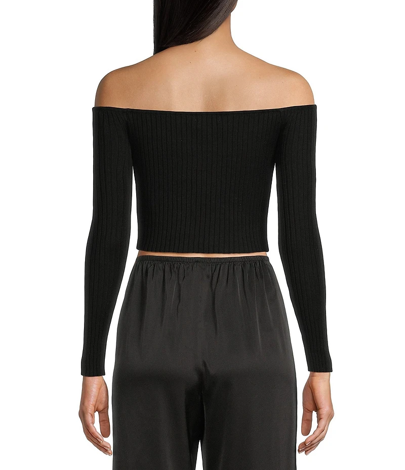 GB Rosette Off-The-Shoulder Sweater Top