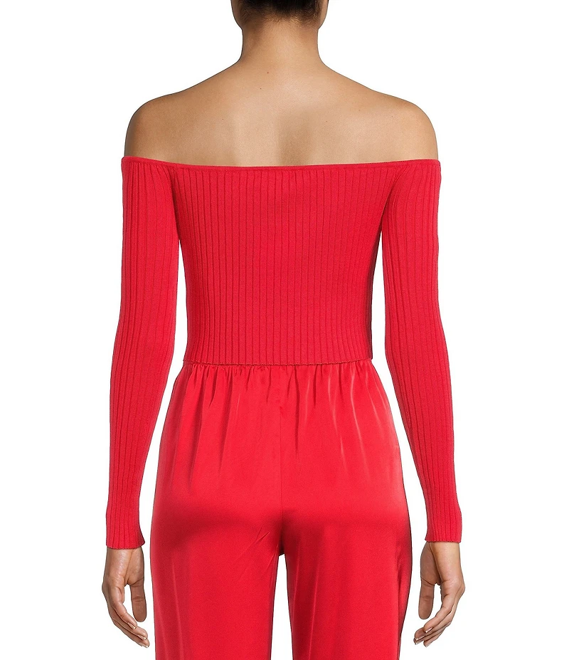 GB Rosette Off-The-Shoulder Sweater Top