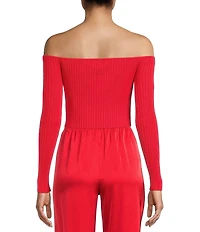 GB Rosette Off-The-Shoulder Sweater Top
