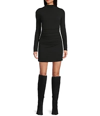 GB Ruched Side High Neck Mini Dress