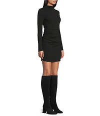 GB Ruched Side High Neck Mini Dress