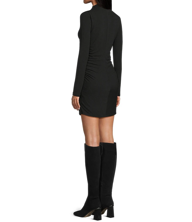 GB Ruched Side High Neck Mini Dress