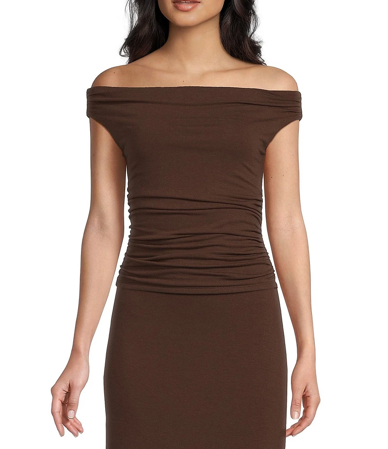 GB Ruched Side Off The Shoulder Top