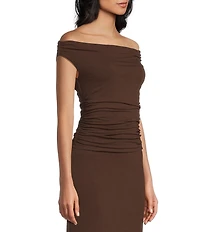 GB Ruched Side Off The Shoulder Top