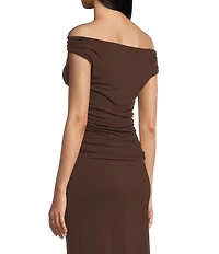 GB Ruched Side Off The Shoulder Top