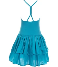 GB Big Girls Ruffle Square Neck Sleeveless Drop Waist Mini Dress