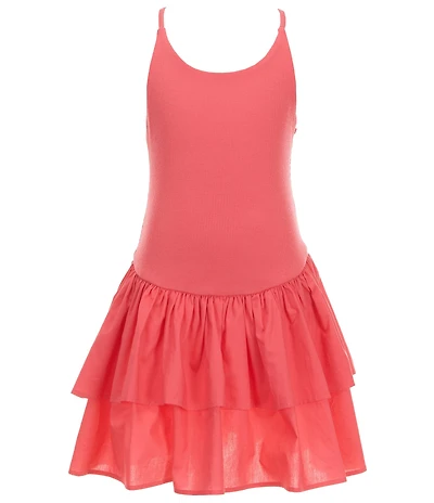 GB Big Girls Ruffle Square Neck Sleeveless Drop Waist Mini Dress