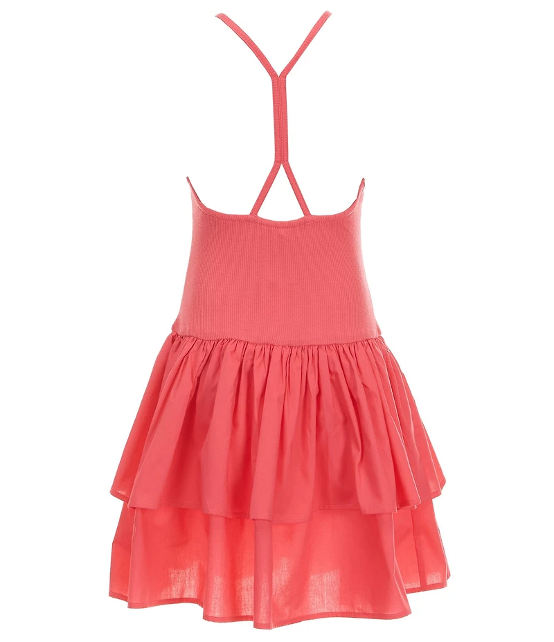 GB Big Girls Ruffle Square Neck Sleeveless Drop Waist Mini Dress