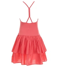 GB Big Girls Ruffle Square Neck Sleeveless Drop Waist Mini Dress