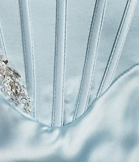 GB Satin Cutout Bejeweled Dress