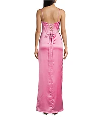 GB Satin Cutout Bejeweled Dress
