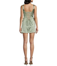 GB Satin Drape Neck Bow Mini Dress