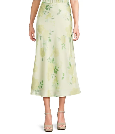 GB Satin Floral Print Coordinating Maxi Skirt