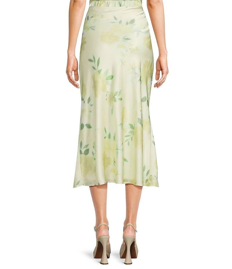 GB Satin Floral Print Coordinating Maxi Skirt