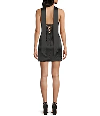 GB Satin Mini Dress With Scarf