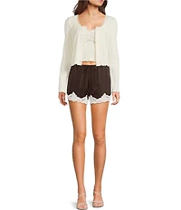 GB Satin Tie Front Lace Trim Shorts